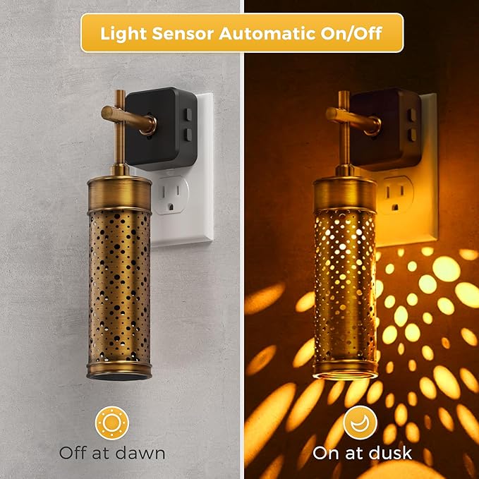 L LOHAS LED Night Light, Color Changing Night Lights Plug into Wall, RGB Vintage Nightlight with Light Sensor, Soft White, Dimmable Plug in Nightlights for Bathroom Hallway Gift, 1 Pack