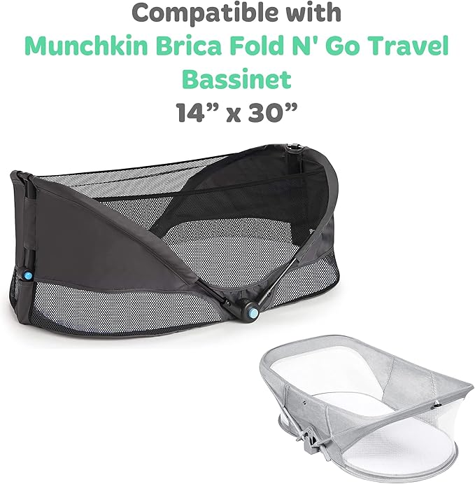 Bassinet Fitted Sheets for Munchkin Brica Fold n Go Travel Bassinet, Luckydove - Fits Any 18 x 30 Inch Oval Mattress – Snuggly Soft 100% Jersey Cotton – 2 Pack