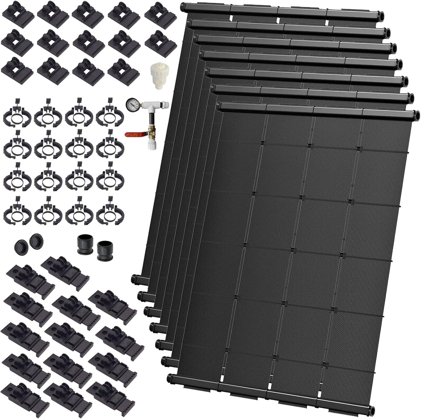 Industrial Grade Solar Pool Heater DIY Kit - Superior High-Wind Strapless Mounting System & Maximum Freeze Resistance (7-4'x12.5' / 350 Square Feet)