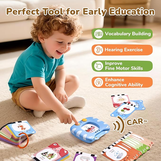 JoyCat Spanish & English Bilingual Talking Flash Cards for Toddlers 1-5, 454 Words with Durable Thick Cards, Easy to Slide in and Out, Speech Therapy Toys, Birthday Gifts for Boys Girls