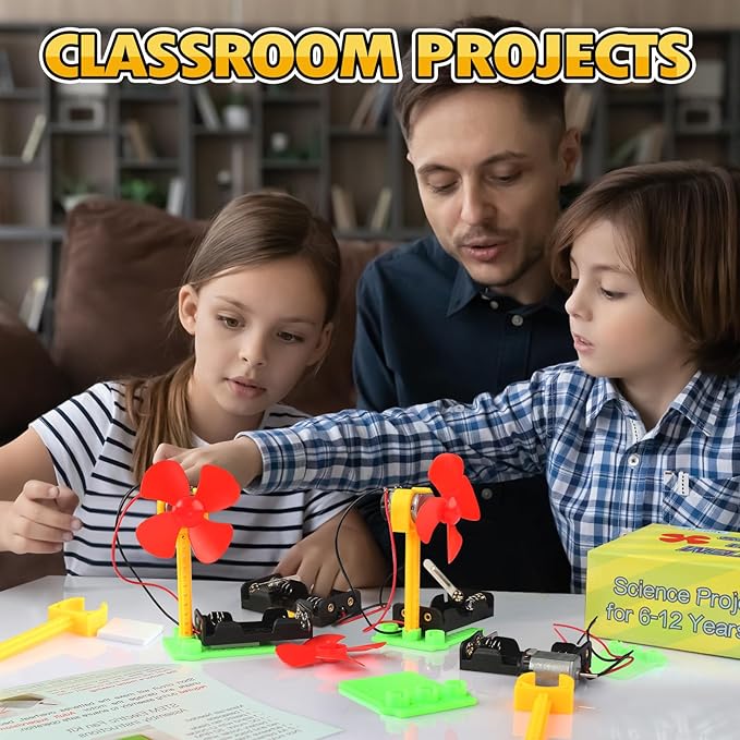 STEM Toys Science Kits, 7 Bulk Electric Circuit Kit for Kids Classroom, STEAM Activities Crafts Electrical Experiment 2nd 4th 5th Grade STEM Gifts, Build a Fan Activity Projects School Party Favors