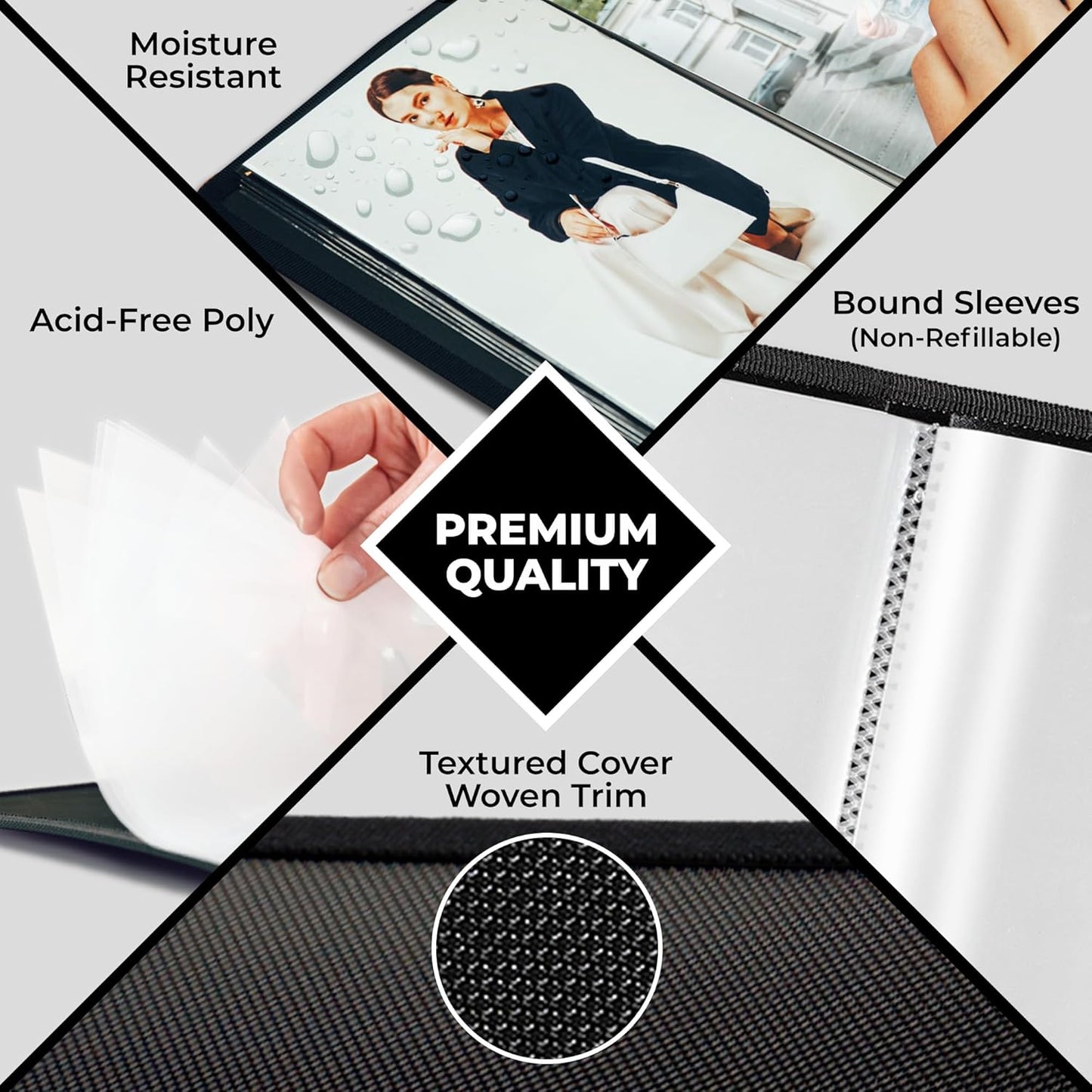 Dunwell 4x6 Photo Album (2-Pack, Black), Mounting Paper, Small 4 x 6 Art Portfolio Presentation Binder, 24 Clear Sleeves Show 48 Pages, Professional Picture Book for Artwork, Postcards