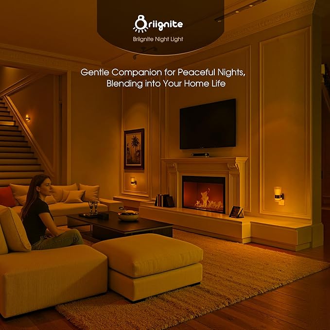 Night Light, Night Lights Plug into Wall, LED Amber NightLight with Dusk to Dawn Auto Light Sensor, Amber Light 0-100LM Adjustable Brightness, Wall Sconce Style Design for Bedroom Hallway, 2 Pack