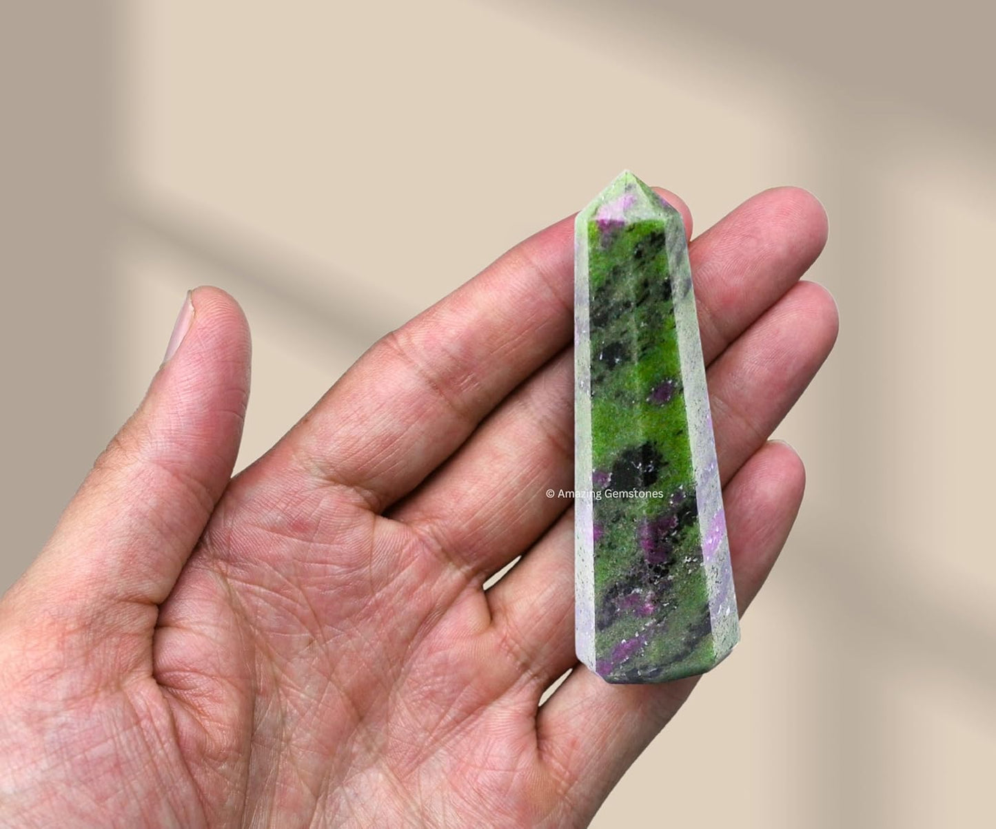 Amazing Gemstone Ruby Zoisite Crystal Towers - Natural Healing Crystal Point Obelisk for Reiki Healing and Crystal Grid (2 Inch to 3 Inch)