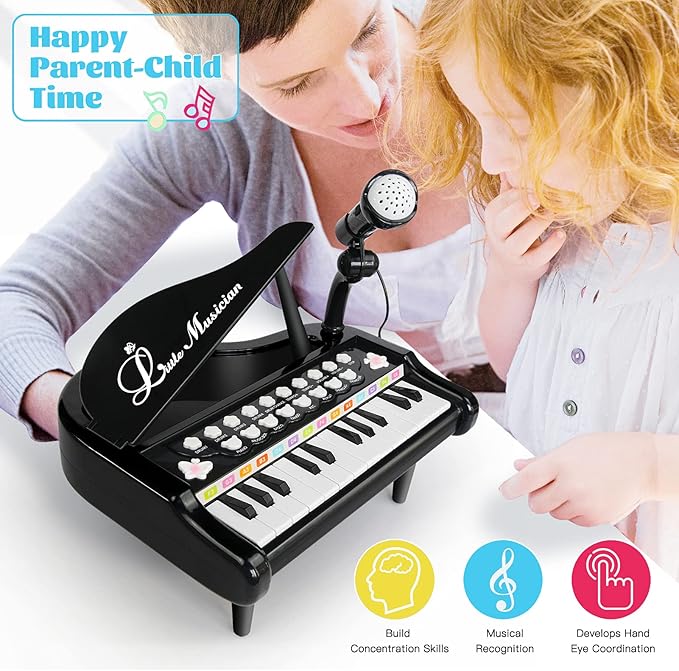 Love&Mini Toy Piano for Toddler - Birthday Gift for 1 2 3 4 Year Old Girls and Boys, 24 Keys Multi-Functional Baby Piano Toy with Microphone