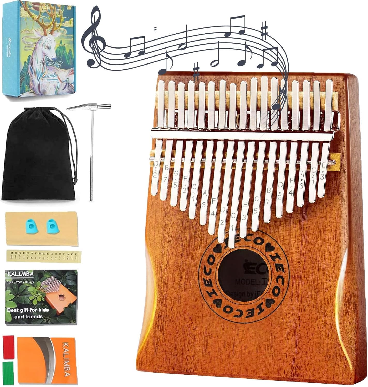 Kalimba Thumb Piano 17 Keys Portable Finger Piano Marimba Music Gifts for Adults Kids
