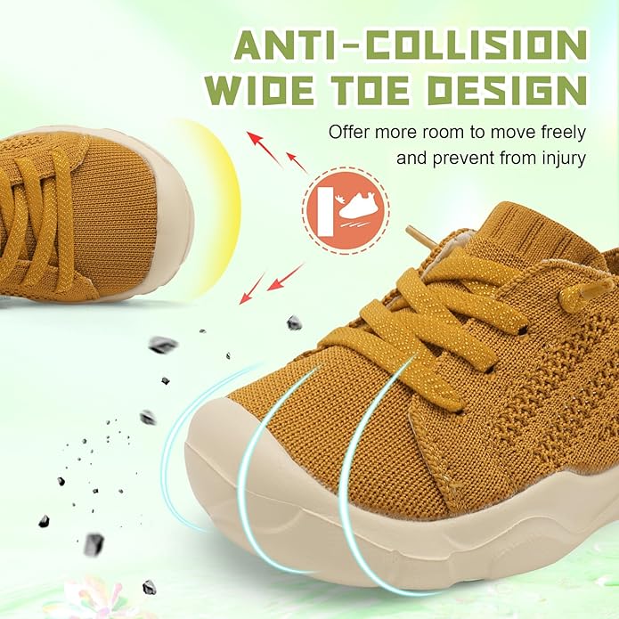 JIASUQI Toddler Shoes for Boys Girls Slip on Sneakers Wide Toe Walking Shoes Toddler Sock Shoes