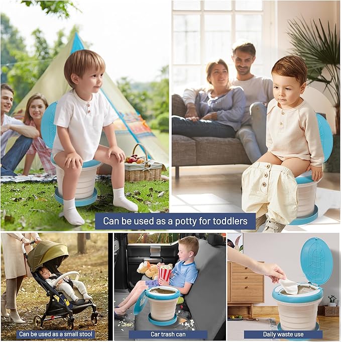 SunnySmile Travel Potty for Toddler, Portable and Foldable Toilet, Apply to Seat Emergency Toilet for Car, Camping, Outdoor, Indoor (green, large)