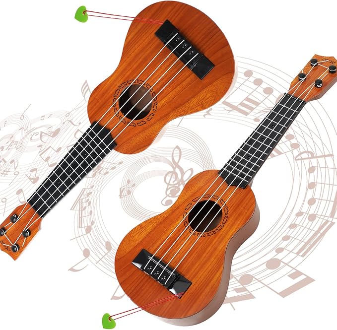 Raimy 17in Kids Ukulele Guitar - 4 Strings Mini Guitar Children Musical Instruments Educational Toys with Picks for Toddler Kids Boys Girls Beginner (Burlywood)