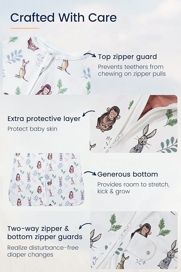 TotAha Light Sleep Sack, Stretchy, Soft, Cozy Wearable Blanket Sleep Bag with 2-Way Safe Zippers for 0-6-12-24 Months 0.5 TOG