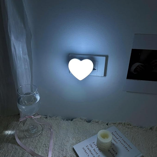 Night Lights Plug into Wall - Cute Heart LED Night Light for Kids, Plug in Nightlight with Smart Auto On/Off Dusk to Dawn Sensor, Soft Warm Blue Lamp for Bedroom Nursery Living Room Bathroom Hallway