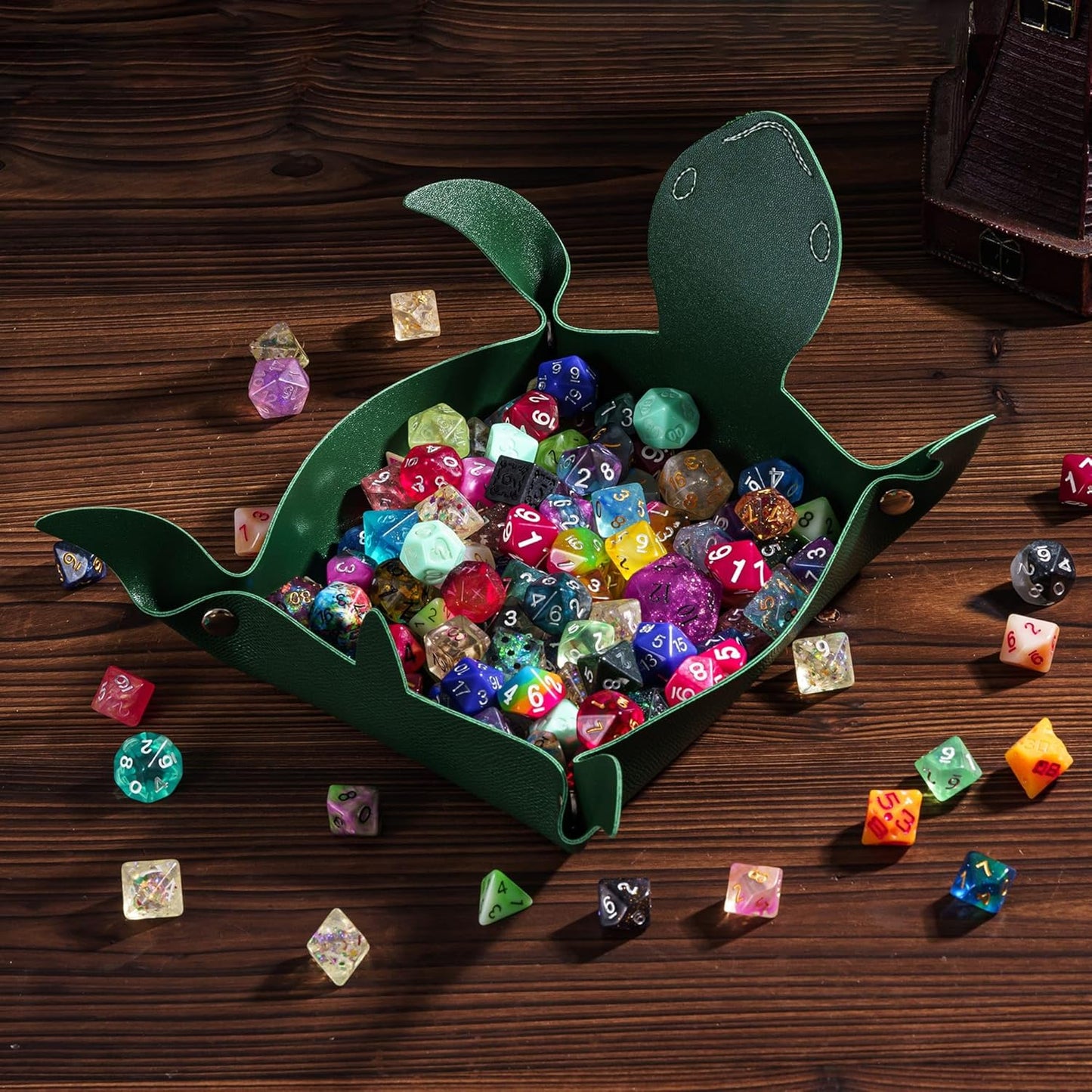 DND Dice Rolling Tray, Portable Dice Tray Unique Turtle Shape Dice Storage Organizer D&D Gift for RPG Game Players