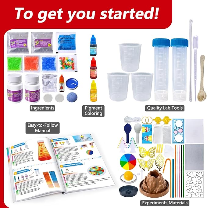 UNGLINGA 111 Experiments Science Kit for Kids, Chemistry Set, S.T.E.M Toys Boys Girls Birthday Gifts, Volcano, Crystal, Physics Lab Educational Learning Project
