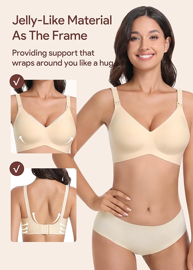 Maternity Nursing Bras Wireless Seamless Ultra-Soft Comfort for Breastfeeding Pregnancy Easy One-Handed Access Sleep Bra