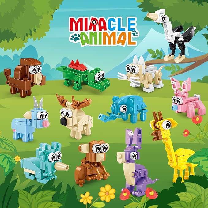 1 in 3 form transformatinon Party Favors Kids Building Blocks Sea Animals 12 Packs Party Favors BuildingSet for Birthday, Goodie Bag Stuffers,Classroom Prizes,Easter for Boys andGirls Ages 6-12