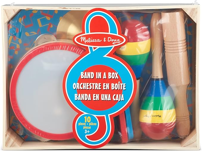 Melissa & Doug Band-in-a-Box Clap! Clang! Tap! - 10-Piece Musical Instrument Set