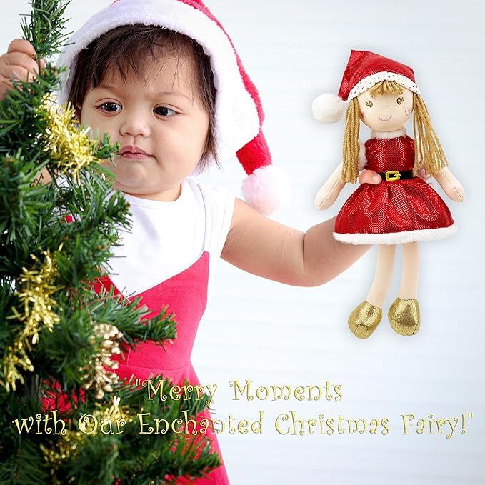 June Garden 12" Enchanted Garden Fairy Holly Evergreen - Plush Stuffed Soft Doll Girl Gift - Christmas Themed