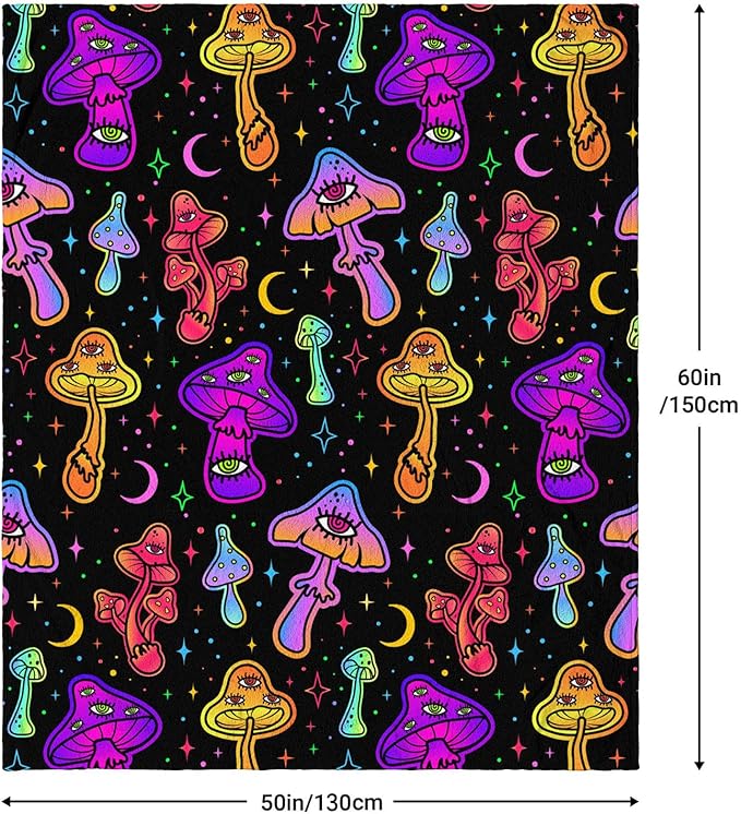 Mushroom Fleece Blankets Throw Blanket for Couch Gifts for Mushroom Lovers Soft Cozy Plush Bed Stuff Couch Living Room Decor for Kids Adults