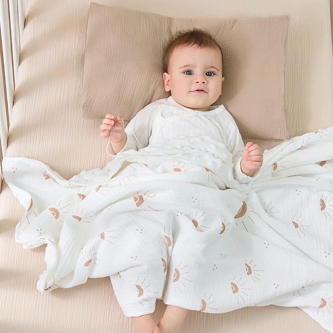 JELLYMONI 2 Pack Muslin Toddler Pillowcase for 13x18 Pillow, 100% Cotton Baby Pillow Case Cover for Bed, Toddler Cot and Travel, Soft & Breathable Baby Kids Envelope Pillowcase, No Pillow