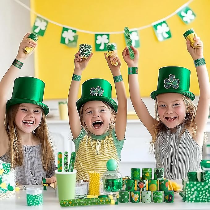 Childom 36 Pcs St. Patrick's Day Slap Bracelet,St Patricks Day Favors,St Patricks Day Decorations Gifts Bracelet Decorations,Bracelets Bulk for Home School Classroom Prizes Anniversary Holiday Outdoor