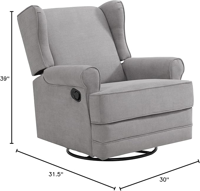 Oxford Baby Teegan Upholstered Swivel Glider & Recliner Nursery Chair, Gray