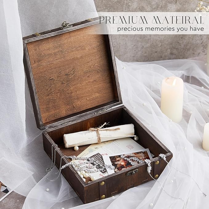 AW BRIDAL Wedding Keepsake Box with Tree of Life Engraved, Wood Decorative and Storage Boxes, Bridal Shower Gifts for Bride, Engagement Gifts for Couples Newly Engaged, Anniversary Marriage Presents