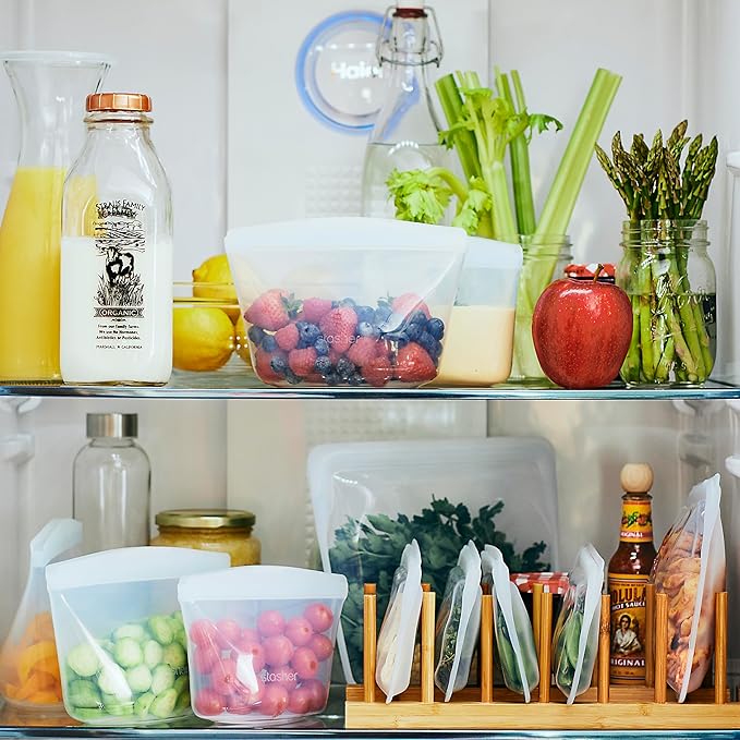 Stasher Premium Silicone Reusable Food Storage Bags, 4-Pack, Multi, Multi-Use Food Storage Bags, Lunch Bag, Travel Containers, BPA Free, Leak-free, Dishwasher-Safe, Eco-friendly