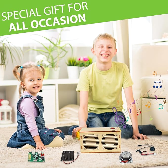 DIY Bluetooth Speaker Kit, Stem Projects for Kids Ages 8-12, Science STEM Kits for Kids Ages 10-12-14-16, Gifts for 9 10 11 12 13 14 15 16 Year Old Boys Teens (Wood)