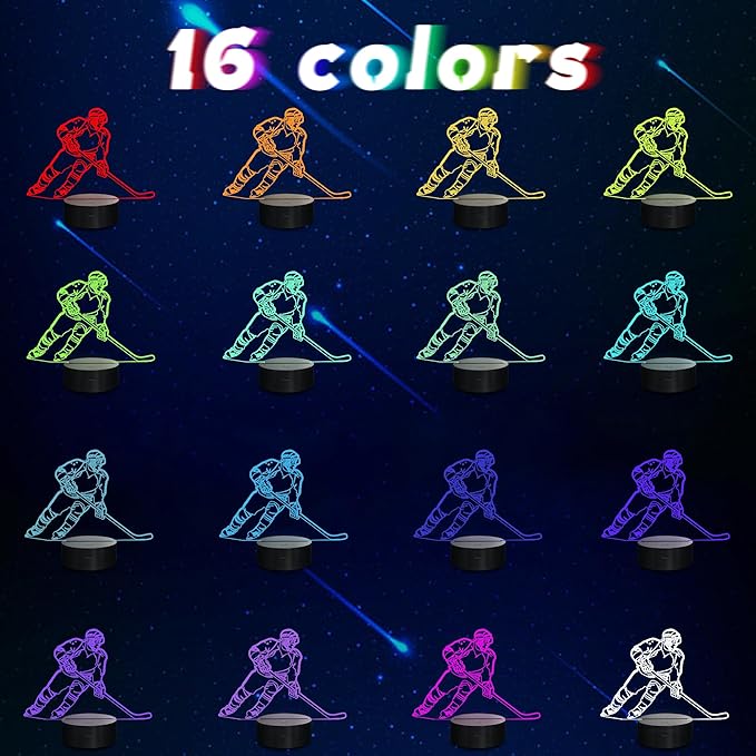 Hockey Gifts, 3D Rangers Hockey Lamp with 16 Color Changing Remote Control and Timer, Perfect Christmas and Birthday Gift for Rangers Hockey Lovers Boys Kids Teens