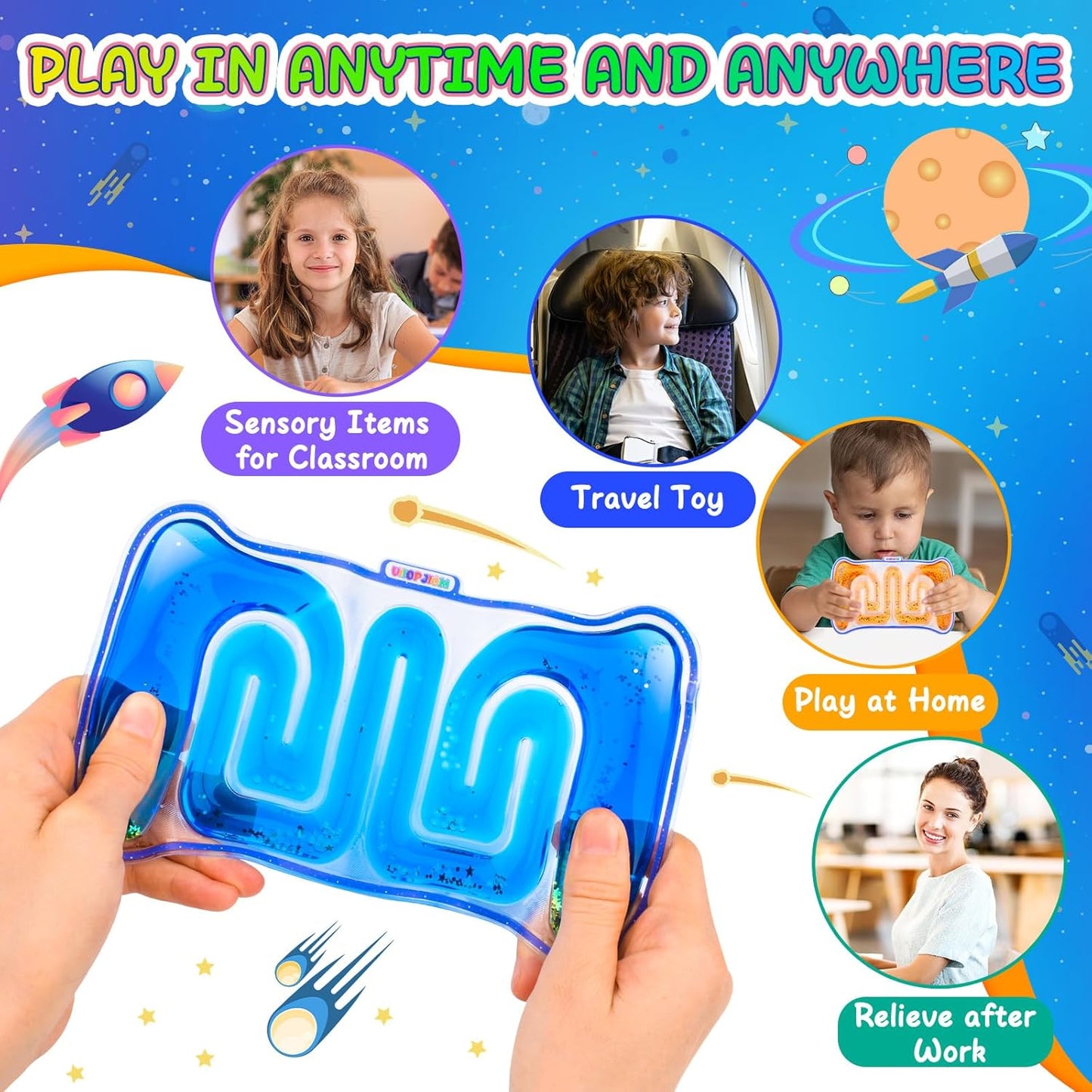 2PCS Autism Sensory Liquid Toy Stocking Stuffers for Kids Boys, ADHD Autistic Quiet Airplane Travel Toys, Cool Squishy Fidget Tube Stress Relief Toy for Classroom, Calm Down Corner