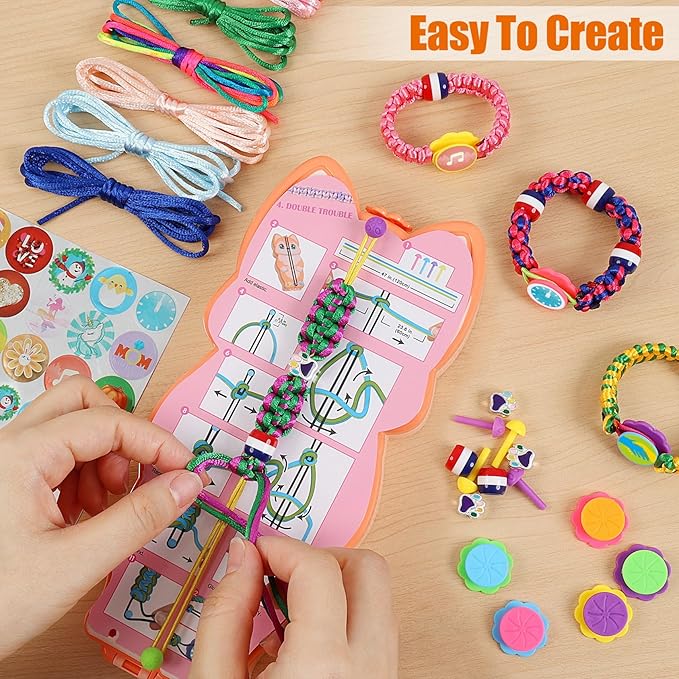 FUNiOi Bracelet Making Kit for Girls 8-10 12 Year Old - DIY Friendship Bracelets Crafts Toys for Kids Ages 6, 7+, Cool Birthday Gift Idea - Cute Squirrel Appearance Bracelet String Maker
