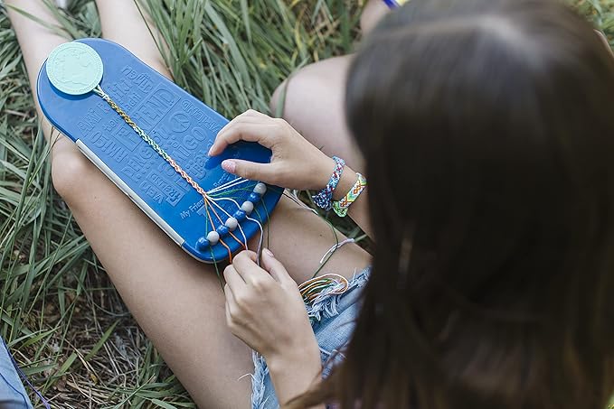 Choose Friendship Bracelet Making Kit – 20 Pre-Cut Threads, Portable Loom with Storage, Makes 8 Bracelets, Craft Gift for Kids Ages 8+, Dark Blue “Blueberry”