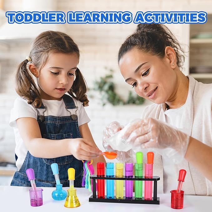 Test Tubes Dropper Beaker Set, Science Kits for Kids, Droppers Chemistry Set STEM Toys for Toddlers, Preschool Science Center Materials, Science Experiments for Kids 4-6 Homeschool Supplies