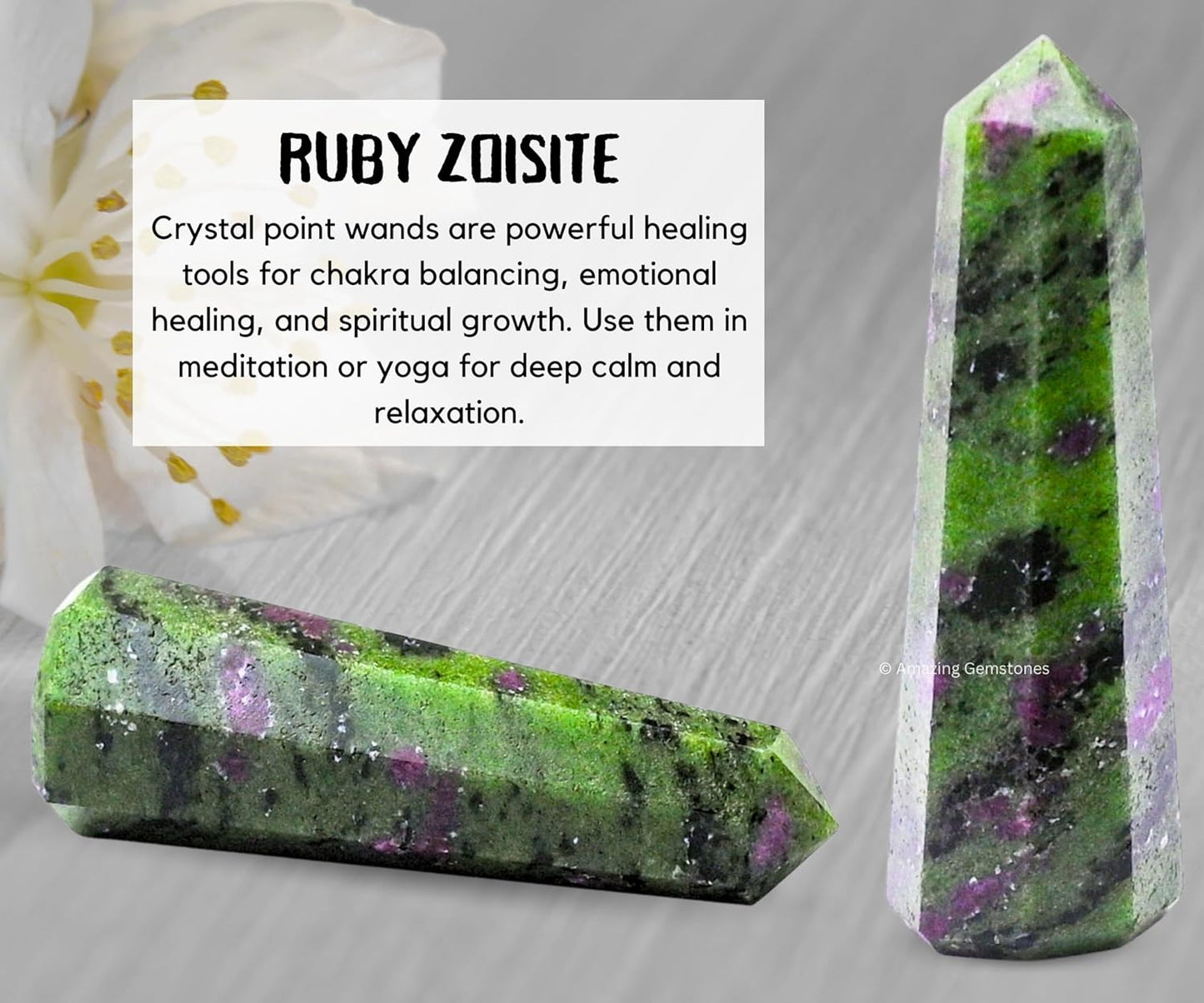 Amazing Gemstone Ruby Zoisite Crystal Towers - Natural Healing Crystal Point Obelisk for Reiki Healing and Crystal Grid (2 Inch to 3 Inch)