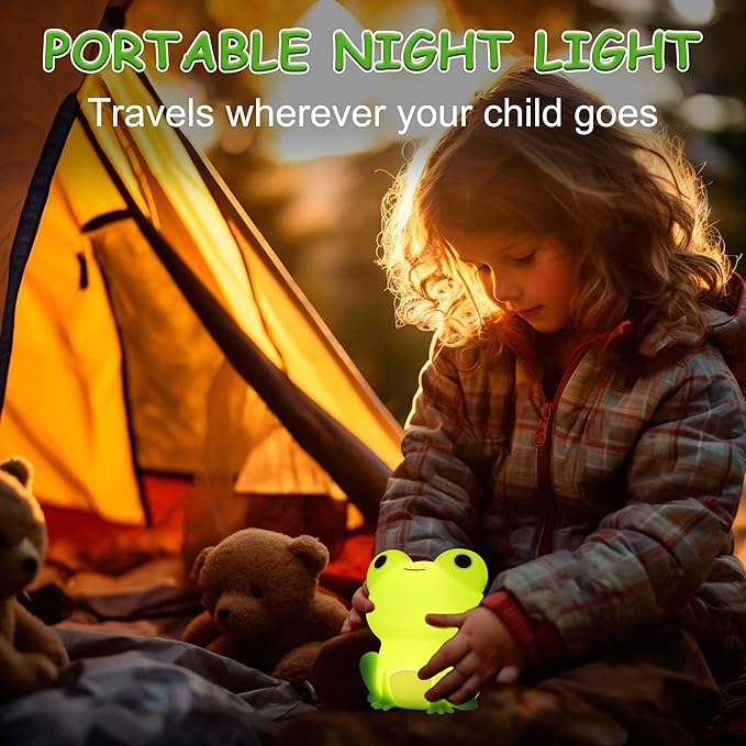 Lampeez Frog Night Light, Cute Frog Gifts, Soft Silicone Lamp Nursery Nightlight LED Night Light, Bedroom Decor as Xmas Birthday Gifts for Boys Girls