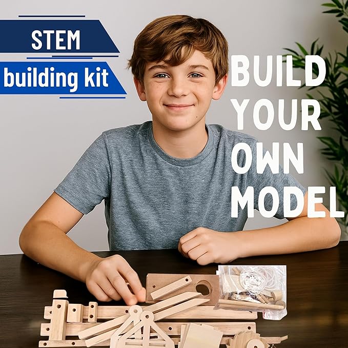 PATHFINDERS Leonardo da Vinci Trebuchet STEM Kit – Build Your Own Medieval Siege Engine – Educational Wooden Model for Kids Teens & Adults, DIY Engineering Project, Science Experiment Gift