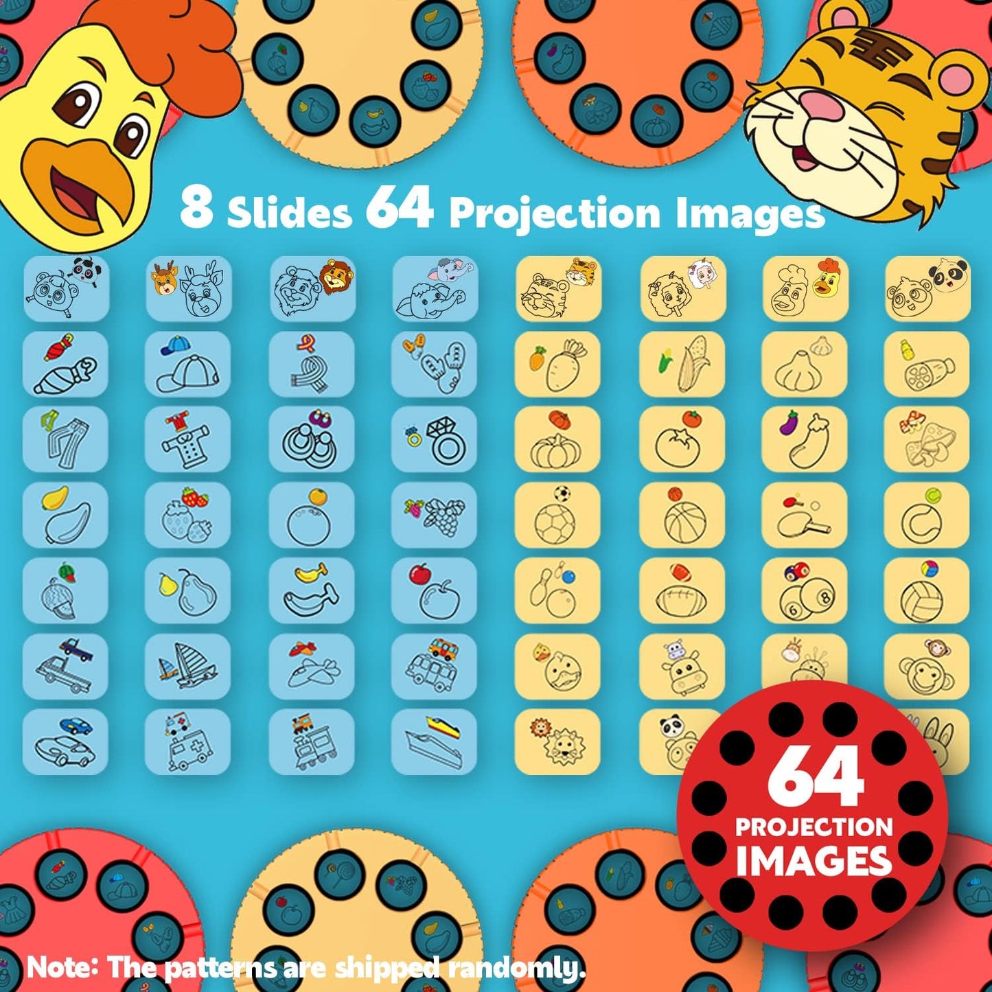 Drawing Kit 4-6, Drawing Projector for Kids, Art Sketch Projector Drawing and Tracing Include 64 Projection Image, Color Pen, Drawing Stencil, Kids Learn How to Draw Toys Set for Boys Girl Ages 3-5