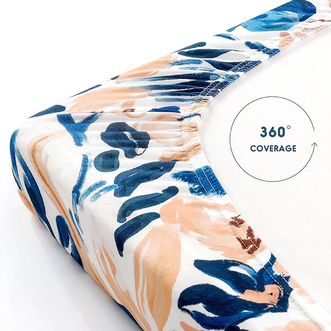 GRSSDER Pack n Play Sheets Fitted 3 Pack, Stretchy Ultra Soft Jersey Knit Pack and Play Sheets, Universal Fitted Portable/Mini Crib Mattresses Snug and Safe, Dream & Blush Flora Print