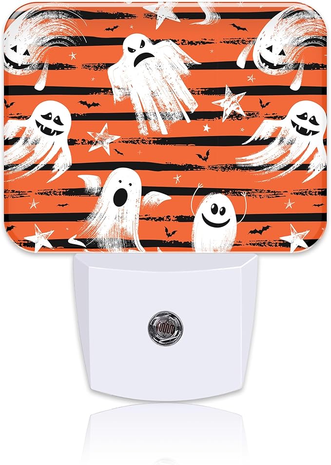 Halloween Funny Ghost Night Light for Kids Girls Boys, Halloween LED Night Light Plug into Wall with Dusk to Dawn Sensor for Bedroom, Hallway, Kitchen, Bathroom, Stairs Decor