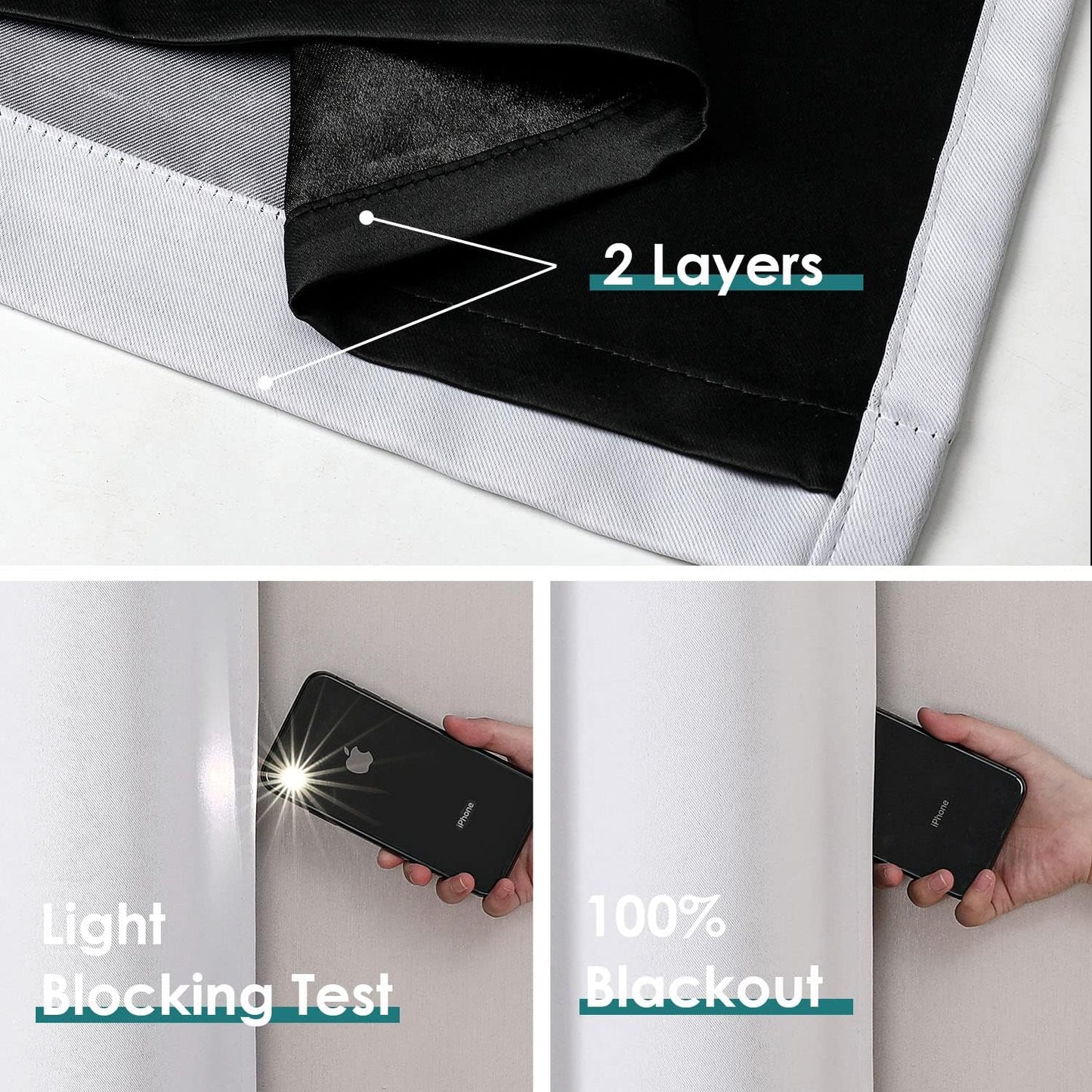 ChrisDowa 100% Blackout Curtains 120 inch Long for Bedroom with Black Liner, 2 Thick Layers Total Blackout Thermal Insulated Grommet Long Window Curtains 2 Panels Set (Greyish White, 52 x 120 Inch)