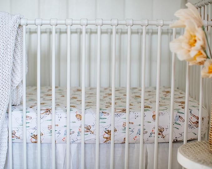 Crib Sheets Neutral - Fitted Baby Crib Sheets Bed for Girl Boy - 2 Pack Standard & Toddler Mattress - Buttery Soft Organic Cotton Blend (Magic Forest)