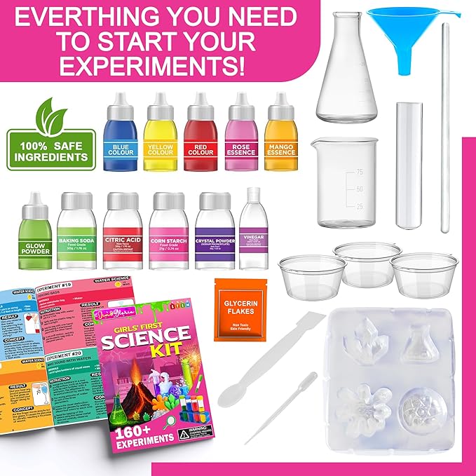 Jim&Gloria Science Kits for Kids Age 5-7 8-12 Year Old Birthday Gifts for Girls, Craft Supplies, Learning & Educational Toys, Stem Toys, Chemistry Set, Science Experiments for Kids Volcano Projects
