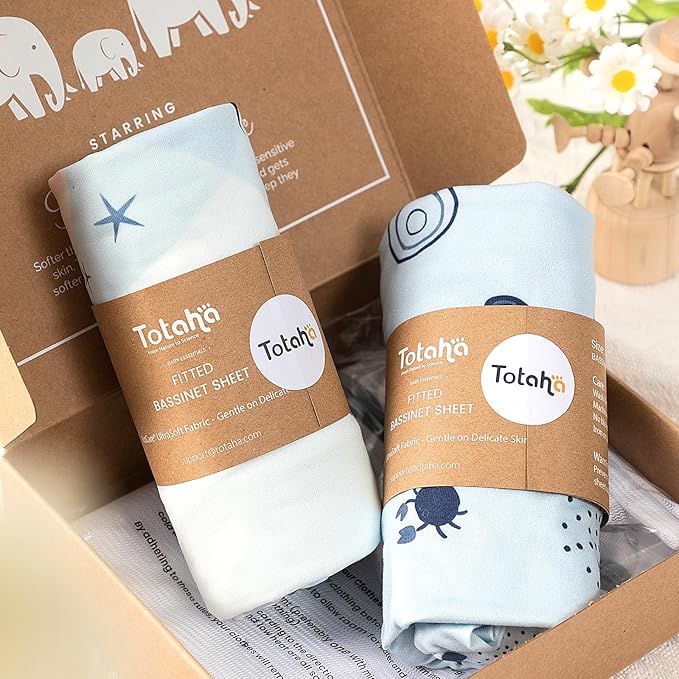 Halo Bassinest Fitted Sheets, Fits Halo BassiNest Sleeper Swivel, Flex, Glide, Premiere & Luxe Series Sleeper and Other 18x30 Bassinet Mattress - Buttery Soft Stretchy Jersey Fabric, 2 Pack