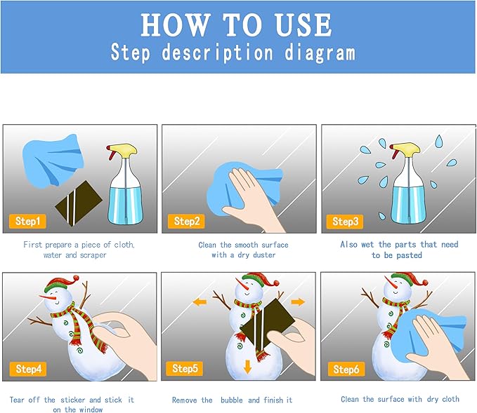 Snowman Window Clings, Christmas Windows Stickers, Snowflake Double-Side Window Clings for Glass, Xmas Windo Decals Christmas Decorations Indoor Holiday for Party