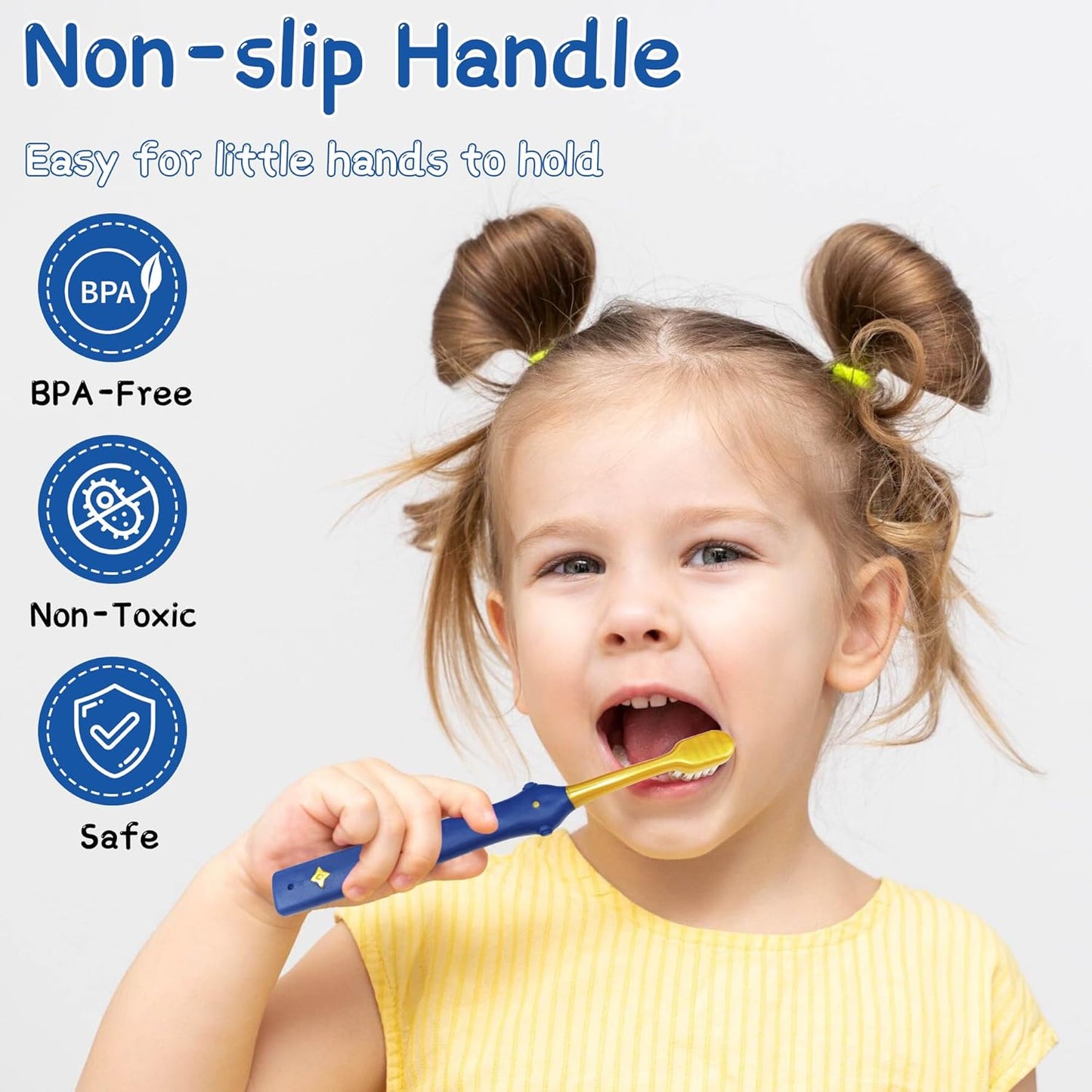 EASICUTI Extra Soft Toddler Toothbrushes 8 Pack, Space Style Kids Toothbrushes for Ages 2-12 Years, Baby Toothbrush 12 Months and up, Childrens Toothbrush Help Remove Plaque and Stains-Blue, White