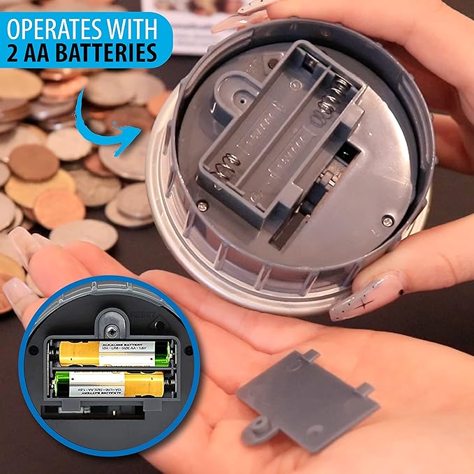 Jumbo Digital Coin Counter Bank - Extra Large Savings Jar for Pennies Nickles Dimes Quarters Half Dollar and Dollar Coins | Clear Jar w/LCD Display