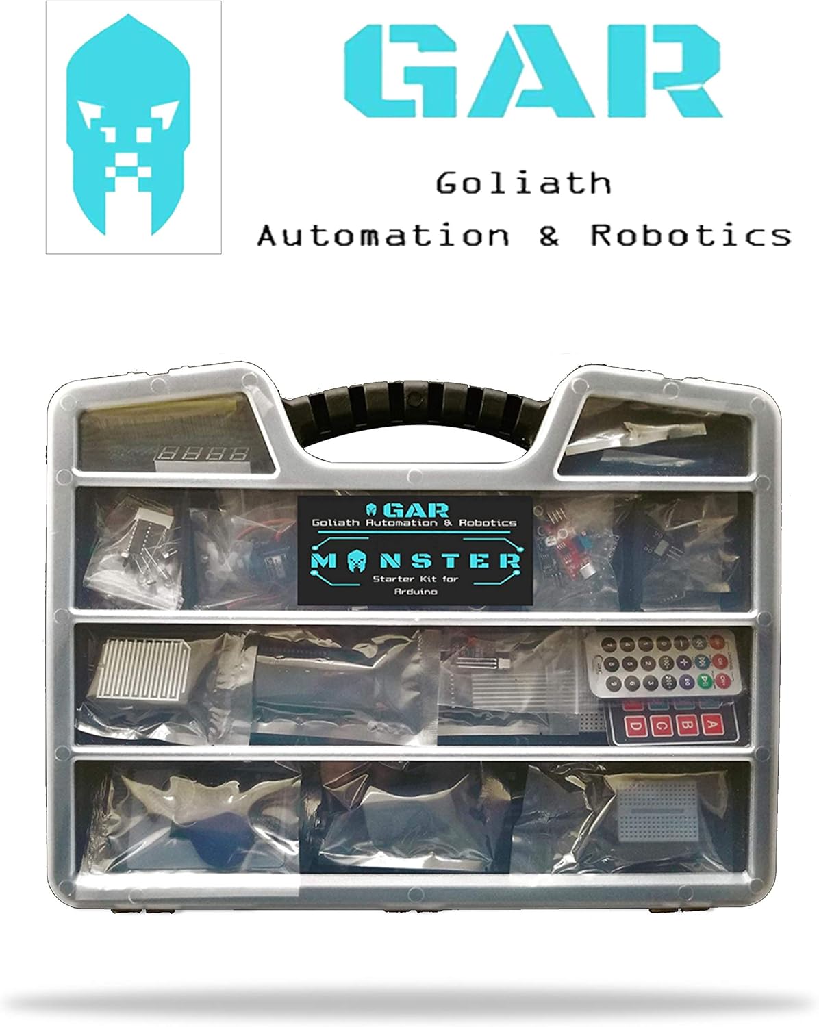GAR Monster Starter Kit for Arduino Uno Mega Nano, Complete Advanced Set, ESP32, ESP8266, 25 Sensor Modules, Bluetooth WiFi Ethernet for STEM Robotics Projects