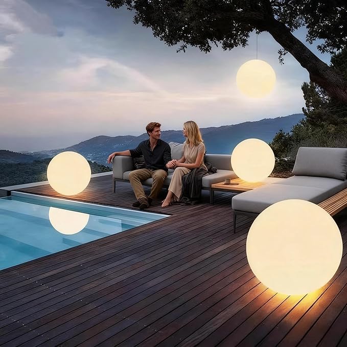 LOFTEK 20-inch LED Large Dimmable Light Ball: RGB 16 Color Changing Glow Ball with Remote Control, Waterproof Floating Pool Lights, Rechargeable for Nursery, Pool, Garden Decor