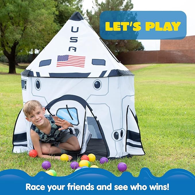 JOYIN Rocket Ship Play Tent Pop up Play Tent Kids Indoor Outdoor Spaceship Playhouse Tent Set