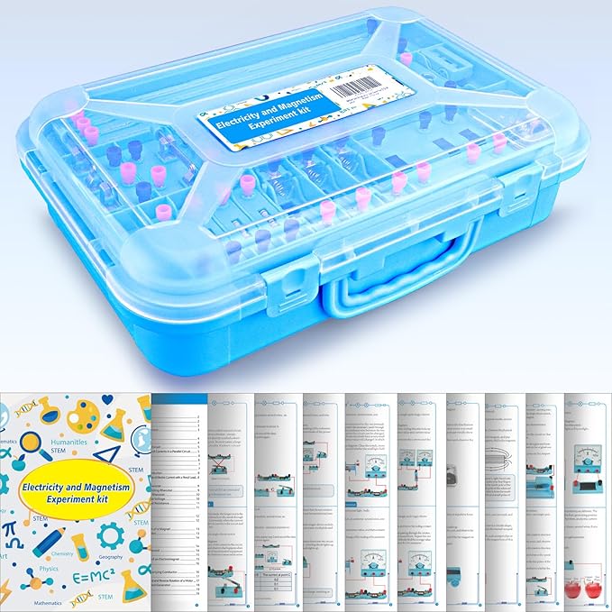 Physics Labs Basic Electricity Discovery Circuit and Magnetism Experiment kit for High School Students, STEM Kits for Learning Starter Electromagnetism Elementary Electronics